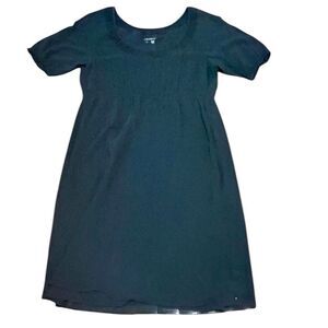 Theory Boho Black Ribbed Midi Sundress with Puff Sleeves size Large